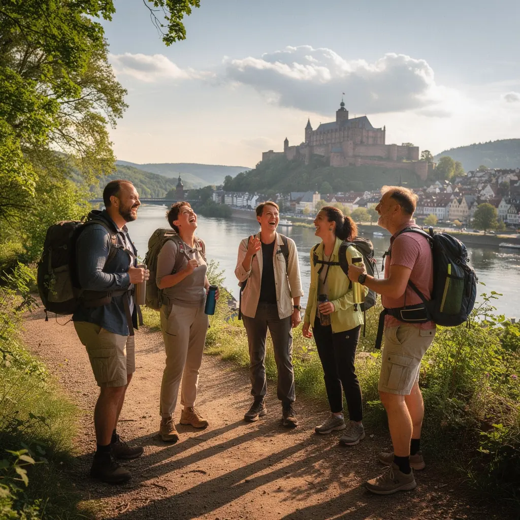 Der Philosophenweg mit einer atemberaubenden Aussicht auf die Stadt und das Neckartal.